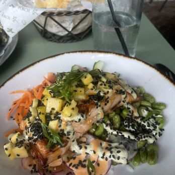 The Porch - Grilled Salmon Bowl - Southern Near Me - Dallas, Texas The Porch - Grilled Salmon Bowl - Southern Near Me - Dallas, Texas