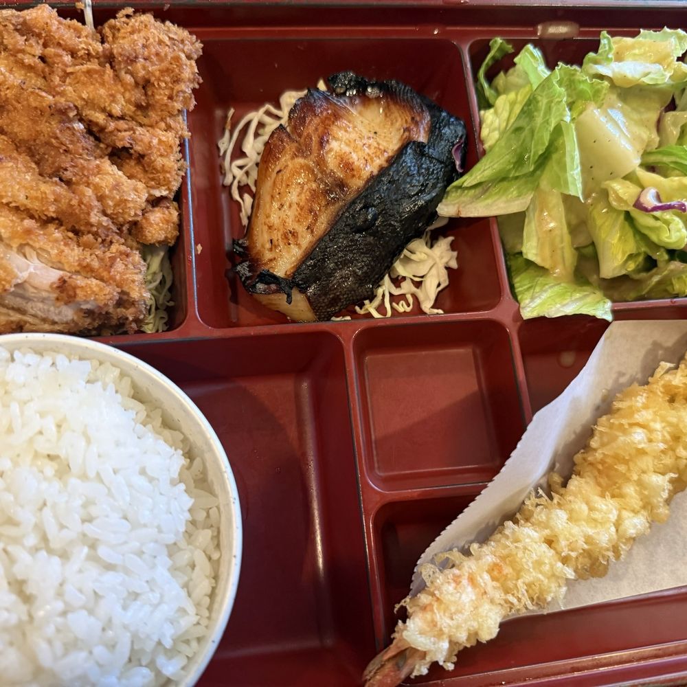 Set lunch plate . Tonkatsu and Miso butterfish