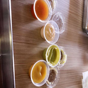 Nacho Libre Cantina Mexicana - (Left to right) sweet spicy, coco spicy, spicy mayo, tamarindo spicy, piña spicy and mango spicy. - Mexican Near Me - San Juan, Puerto Rico Nacho Libre Cantina Mexicana - (Left to right) sweet spicy, coco spicy, spicy mayo, tamarindo spicy, piña spicy and mango spicy. - Mexican Near Me - San Juan, Puerto Rico