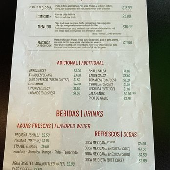 Taqueria Tijuana - Back of menu sept 2024 - Mexican Near Me - Omaha, Nebraska