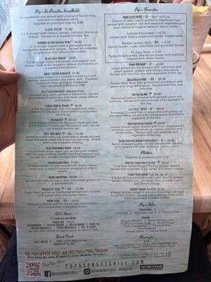 Menu photo 1 Pop's Sunset Grill Nokomis, FL