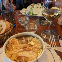 Onion soup, Caesar salad.