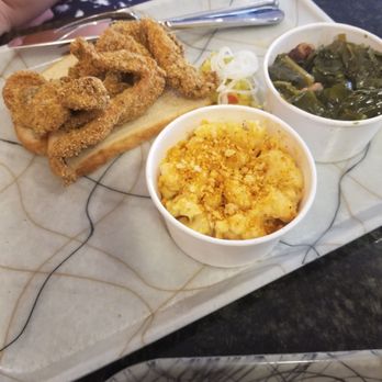 Grace Meat + Three - Fried catfish, mac n cheese and greens. - Southern Near Me - St Louis, Missouri Grace Meat + Three - Fried catfish, mac n cheese and greens. - Southern Near Me - St Louis, Missouri