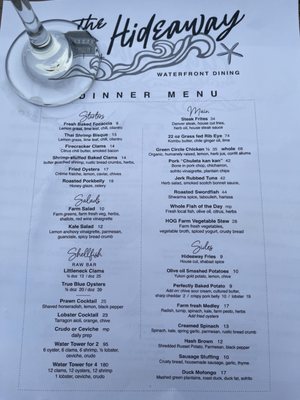 Menu photo 1 Hideaway Restaurant Ocean Beach, NY