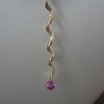 Ware Designs - 14KY single helix with pink sapphire - Jewelry Near Me - Lafayette, California Ware Designs - 14KY single helix with pink sapphire - Jewelry Near Me - Lafayette, California