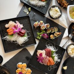 Osho Sushi & Hibachi - Salmon sashimi lunch, chicken lo mein, sashimi lunch, christmas, shrimp tempura, spicy salmon, avocado eel