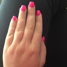 Hot pink color club acrylic nails Hot pink color club acrylic nails