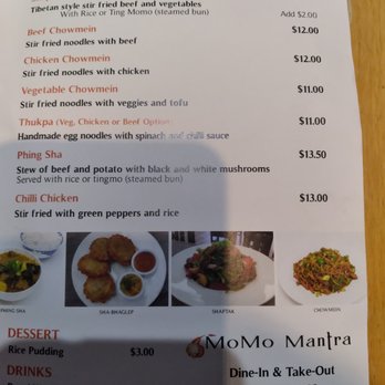 MoMo Mantra - the menu for the restaurant - Dumplings Near Me - Oshawa, Ontario