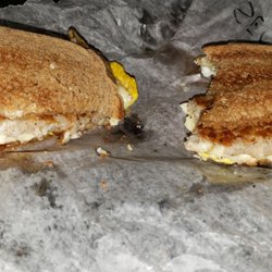 Sausage egg and cheese on wheat toast Amazing!!!
