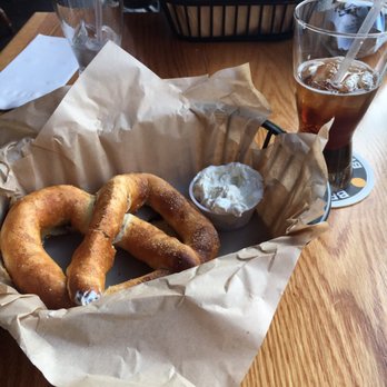 The Malted Barley - Red pepper / smoked Gouda stuffed pretzel with blue cheese dip - Pretzels Near Me - Providence, Rhode Island