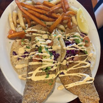 Railroad Seafood & Brewery - Fish tacos in corn tortillas with hobo fries - Seafood Near Me - Robstown, Texas Railroad Seafood & Brewery - Fish tacos in corn tortillas with hobo fries - Seafood Near Me - Robstown, Texas