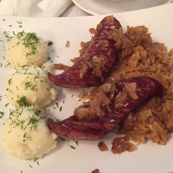 The Dinner House - Polish sausage with sauerkraut and potatoes! They usually serve it with onions and beets. Tasty! - Modern European Near Me - Philadelphia, Pennsylvania The Dinner House - Polish sausage with sauerkraut and potatoes! They usually serve it with onions and beets. Tasty! - Modern European Near Me - Philadelphia, Pennsylvania