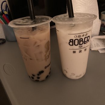 Bober Tea - Classic milk tea (left) and the winter melon milk tea (right) - Desserts Near Me - Stockton, California Bober Tea - Classic milk tea (left) and the winter melon milk tea (right) - Desserts Near Me - Stockton, California