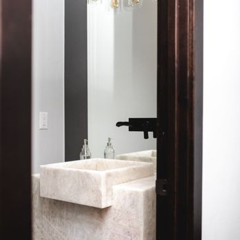 Prime Granite Works - Powder Bath, Quarzite Crystallo Custom Translusent Vanity - Kitchen & Bath Near Me - Denver, Colorado