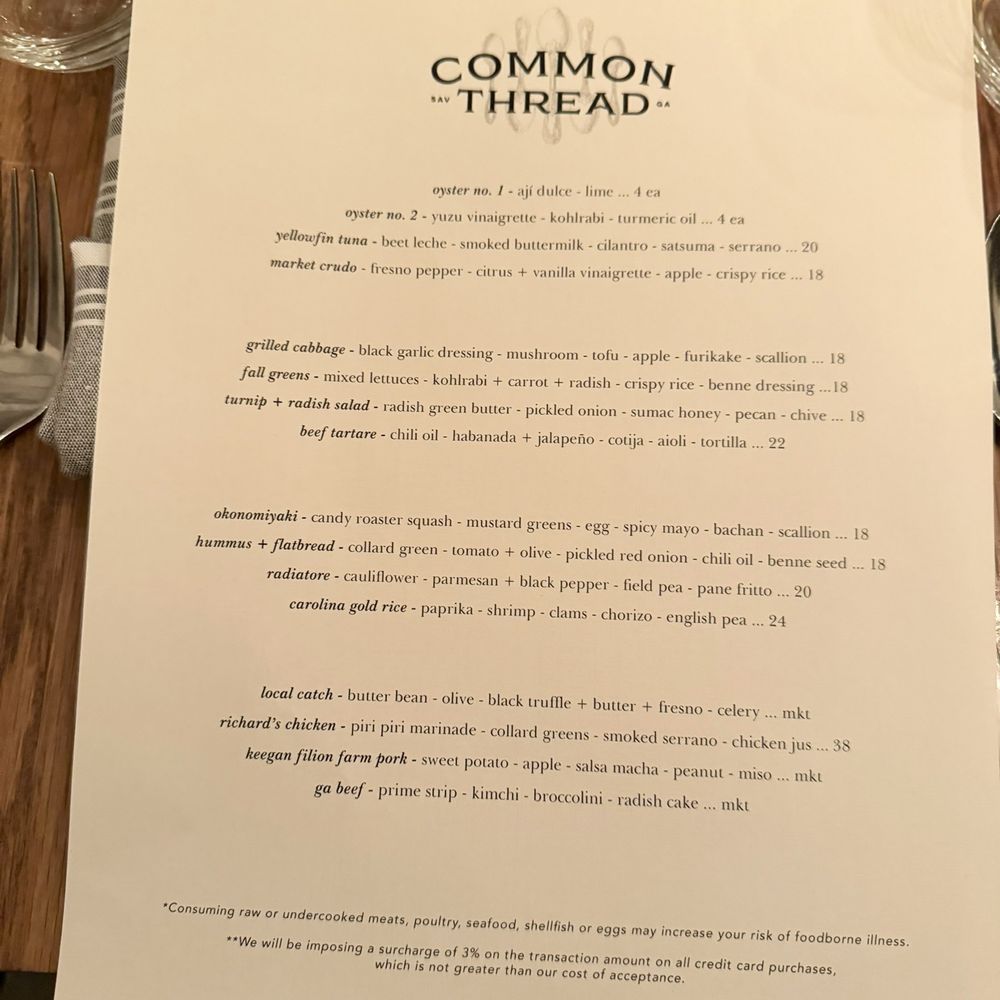 Common Thread Savannah - Menu - New American Near Me - Savannah, Georgia Common Thread Savannah - Menu - New American Near Me - Savannah, Georgia
