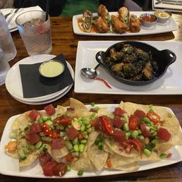 Poke Nachos, Roasted Brussels Sprouts , and Cheeseburger Egg Rolls
