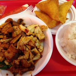 Twice-cooked pork with crab Rangoon Twice-cooked pork with crab Rangoon