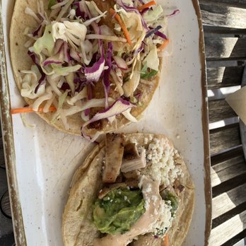 Honcho - Smokey fish taco (left); pollo asado taco (right) - Latin American Near Me - Clarkston, Michigan