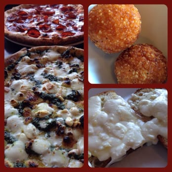 Pupatella - Our first meal at Pupatella: pesto pizza, pepperoni pizza, arancini w/eggplant, & cheesy bread. So good! - Pizza Near Me - Arlington, Virginia