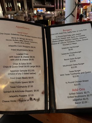 Menu photo 1 Sidekick's Bar & Grill Emory, TX