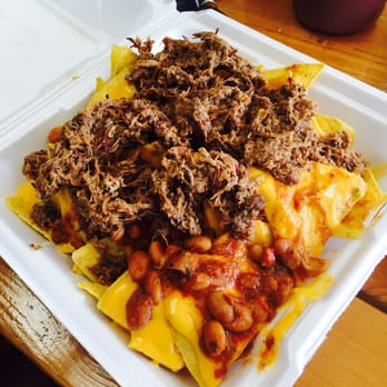 Bam Bam's Bbq - Swachos - chopped beef. Went w/o sauce, sour cream.  Eat em quick or chips get soggy. - Barbeque Near Me - Orem, Utah