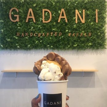 Gadani - Butter pecan ice cream w/cookie crumble topping and  double chocolate waffle - Coffee & Tea Near Me - Berkeley, California