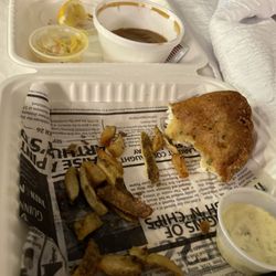 Kiju's Restaurant - It was a 2 piece fish and chips with gravy on the side!
