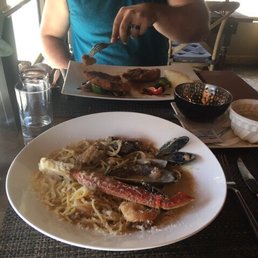 My husband had the pork scallopini and I ordered the creme frutti di mare.. both dishes are to die for ! My husband had the pork scallopini and I ordered the creme frutti di mare.. both dishes are to die for !