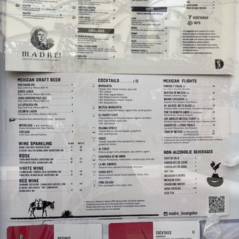 Madre - Regular cocktail menu - Mexican Near Me - Torrance, California
