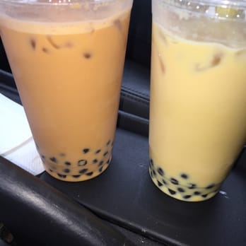 Yumy Gurt - (Left - Right): large Thai Tea Milk Tea with tapioca and large Mango Milk Tea with tapioca - Ice Cream & Frozen Yogurt Near Me - Pinole, California Yumy Gurt - (Left - Right): large Thai Tea Milk Tea with tapioca and large Mango Milk Tea with tapioca - Ice Cream & Frozen Yogurt Near Me - Pinole, California