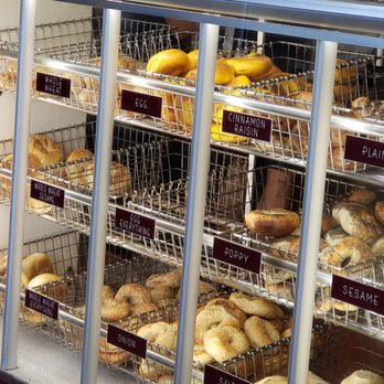 Blvd Bagels - a variety of bagels in a display case - Bagels Near Me - Nesconset, New York