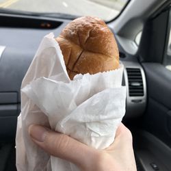 Caffe Pronto - Hot dog, bacon and cheese stuffed bagel