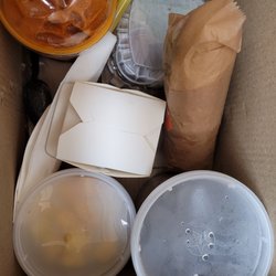The Wok - My full box of food, including Thai tea ($4.95). It was $33 for everything with tax and tip, delivery was free through DoorDash.