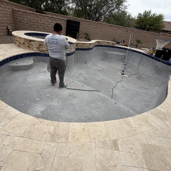 Stewart Pool Plastering - Stewart's Pool Plastering starting the acid wash process. - Pool & Hot Tub Service Near Me - Vail, Arizona Stewart Pool Plastering - Stewart's Pool Plastering starting the acid wash process. - Pool & Hot Tub Service Near Me - Vail, Arizona