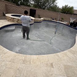 Stewart Pool Plastering - Stewart's Pool Plastering starting the acid wash process.