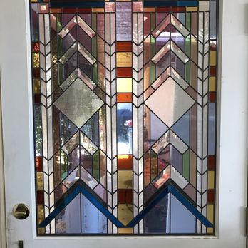 Smiths' Stained Glass - Stained glass in a Dutch door, made by David to show his students how to pick colors. - Glass & Mirrors Near Me - Prunedale, California