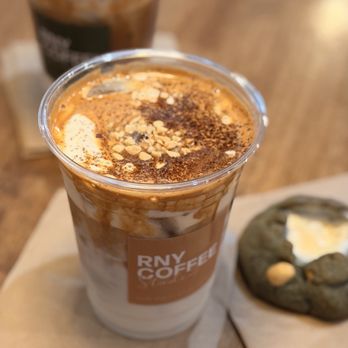 Rny Coffee Studio - Peanut Butter Cream Top Latte & Mugwort Cookie - Cafes Near Me - Los Angeles, California Rny Coffee Studio - Peanut Butter Cream Top Latte & Mugwort Cookie - Cafes Near Me - Los Angeles, California
