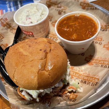 Willie Jewell's Old School Bar-B-Q - Slawpy Stacker with Brunswick Stew and Potato Salad - Barbeque Near Me - Yulee, Florida