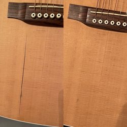 Dallas Guitar Repair - Before on the left. After on the right.