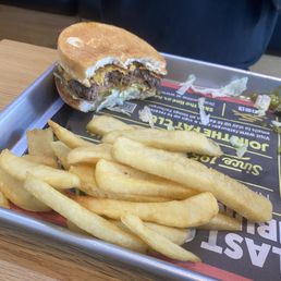 Stale bun, patty was inedible bc it was so salty... and ironically there was zero salt on the fries!
