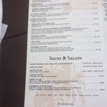 O. C. White's Restaurant - Menu: appetizers, soups, salads - Seafood Near Me - St Augustine, Florida