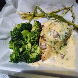 Asparagus, frozen broccoli  and stuffed chicken breast. Would you eat this?