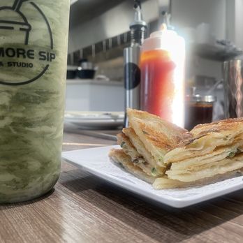 One More Bite Dumpling House - Matcha smoothie and onion pancakes - Dim Sum Near Me - Loma Linda, California One More Bite Dumpling House - Matcha smoothie and onion pancakes - Dim Sum Near Me - Loma Linda, California