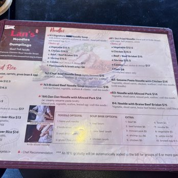 Lan's Noodles & Dumplings - menu - Chinese Near Me - Glendale, Colorado Lan's Noodles & Dumplings - menu - Chinese Near Me - Glendale, Colorado