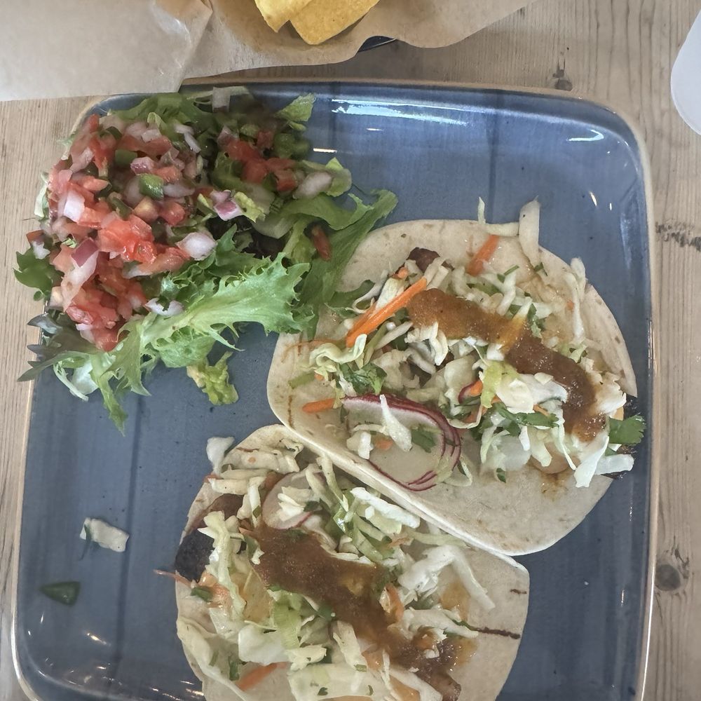 Fish Taco - Blackened Fish Taco with salad side - Mexican Near Me - Cabin John, Maryland Fish Taco - Blackened Fish Taco with salad side - Mexican Near Me - Cabin John, Maryland
