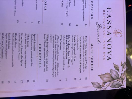 Menu photo 1 Cassanova Restaurant And Bar Birmingham, AL