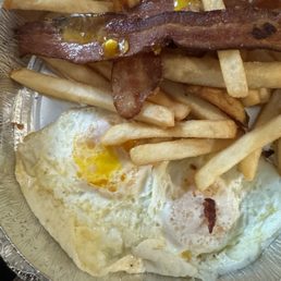 2 eggs bacon French fries 2 eggs bacon French fries
