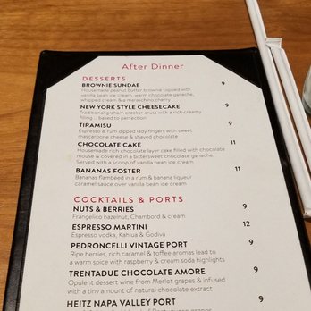 Stubrik's Steakhouse - Dessert menu. - Steakhouses Near Me - Fullerton, California