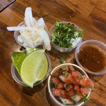 Baja Fish Tacos - Salsa bar selection - Mexican Near Me - Orange, California
