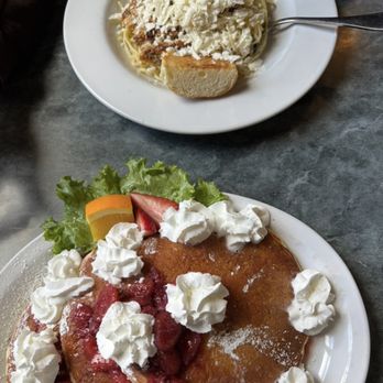 Costa's Restaurant - Strawberry Chocolate Chip Pancakes - Greek Near Me - Seattle, Washington